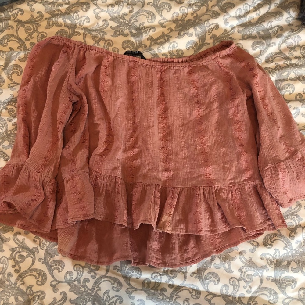Zara off the shoulder embroidered blouse